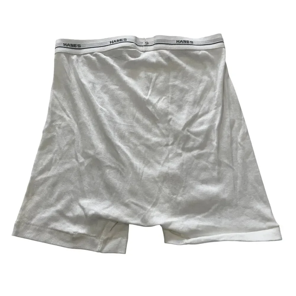 15-72(3) HANES Men's VTG 100% Cotton Boxer Brief Underwear White Medium